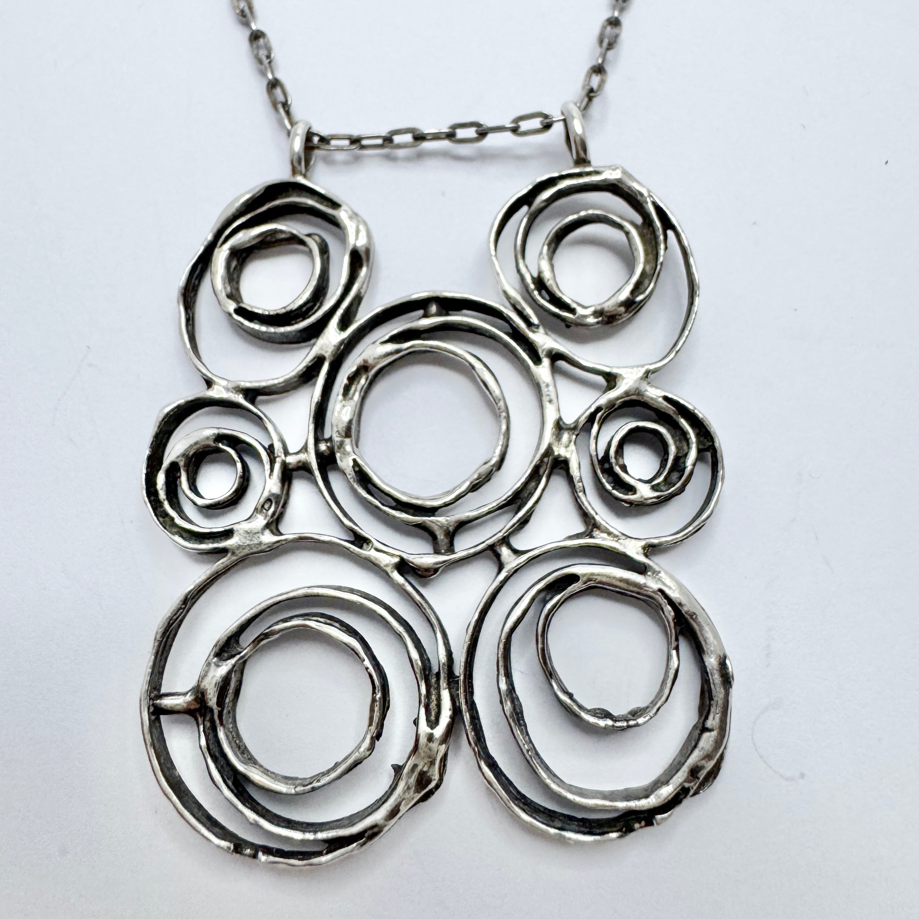 Denmark / Norway. Vintage Modernist Solid Silver Pendant Necklace