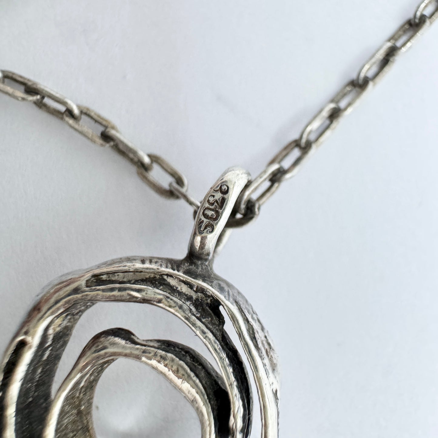 Denmark / Norway. Vintage Modernist Solid Silver Pendant Necklace.