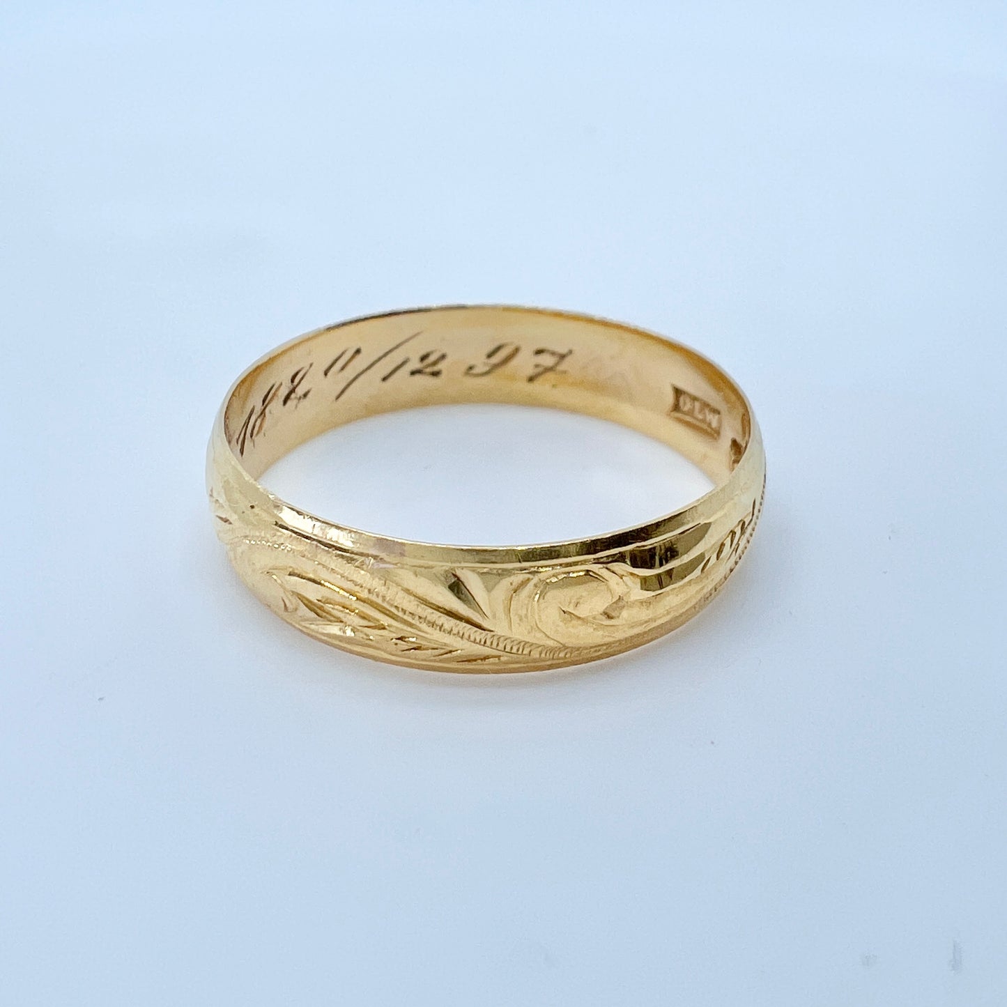 Sweden 1897. Antique 20k Gold Men's Wedding Band Ring.