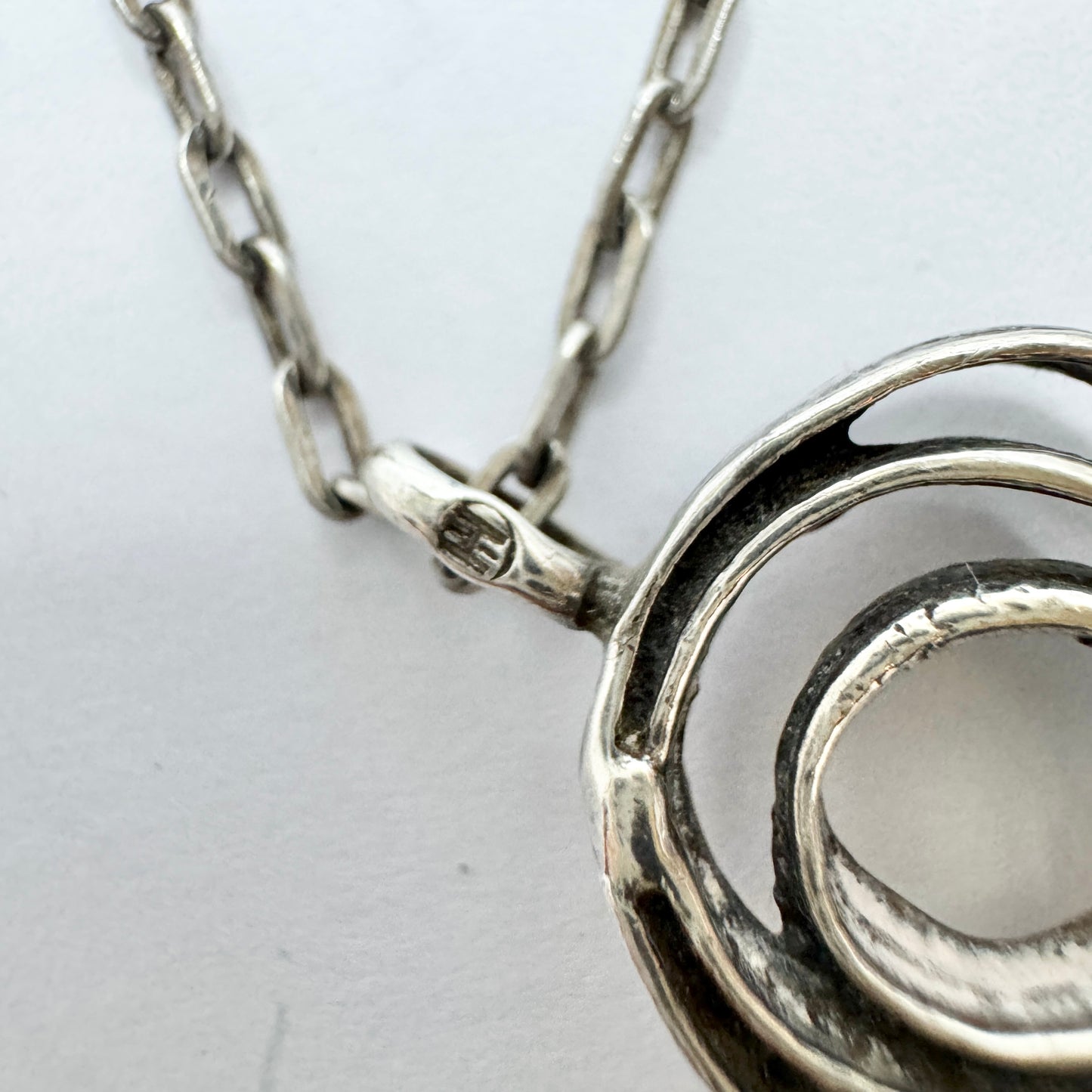 Denmark / Norway. Vintage Modernist Solid Silver Pendant Necklace.