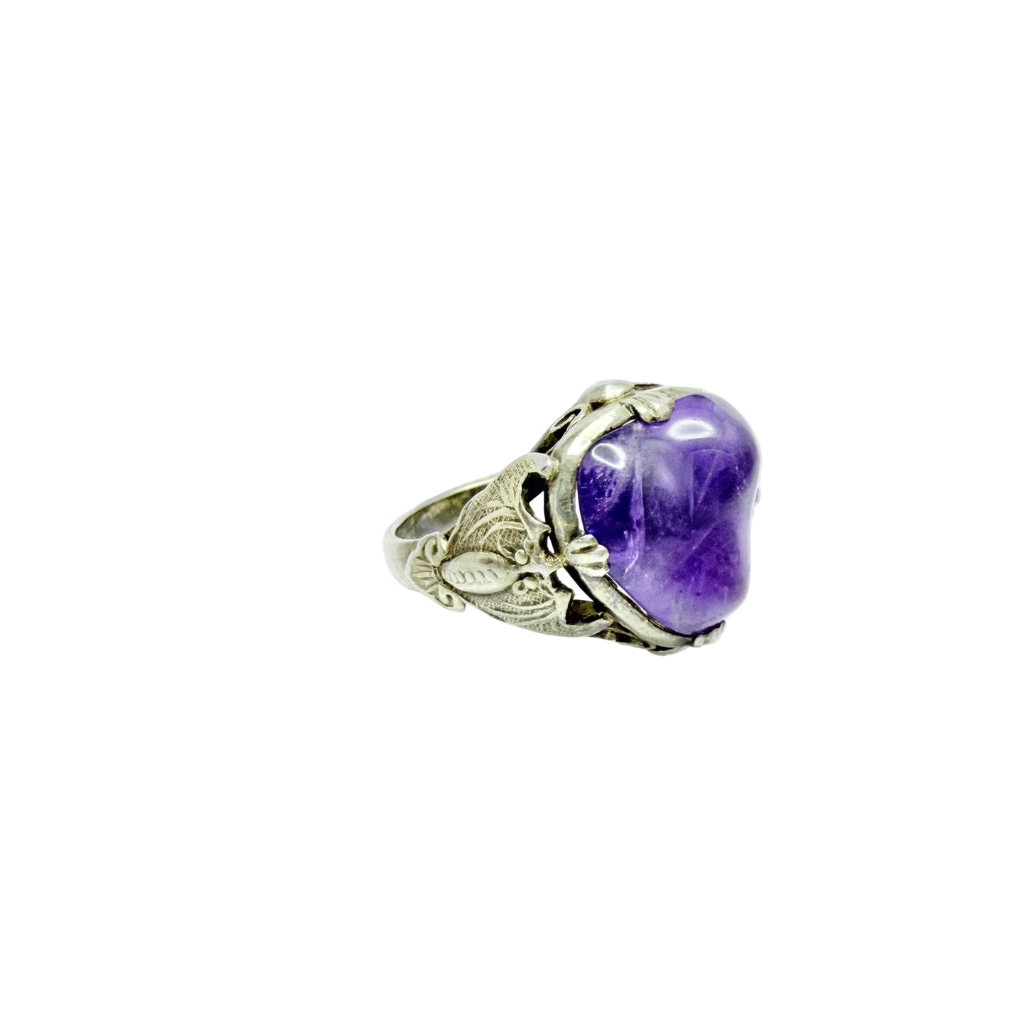 Vintage Chinese Export Sterling Silver Amethyst Ring.