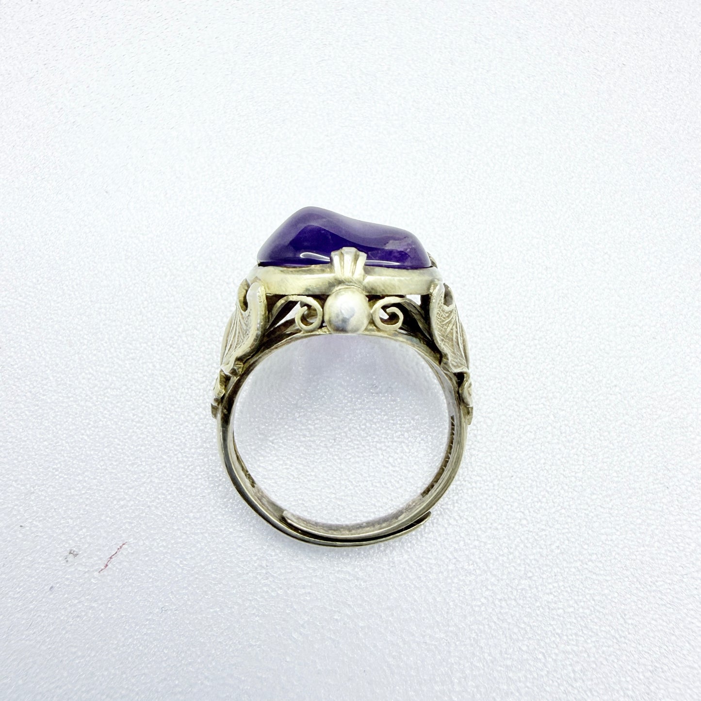 Vintage Chinese Export Sterling Silver Amethyst Ring.