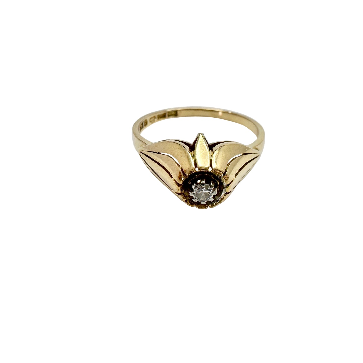 J Petterson, Sweden 1956. Vintage Mid-century 18k Gold Diamond Ring.