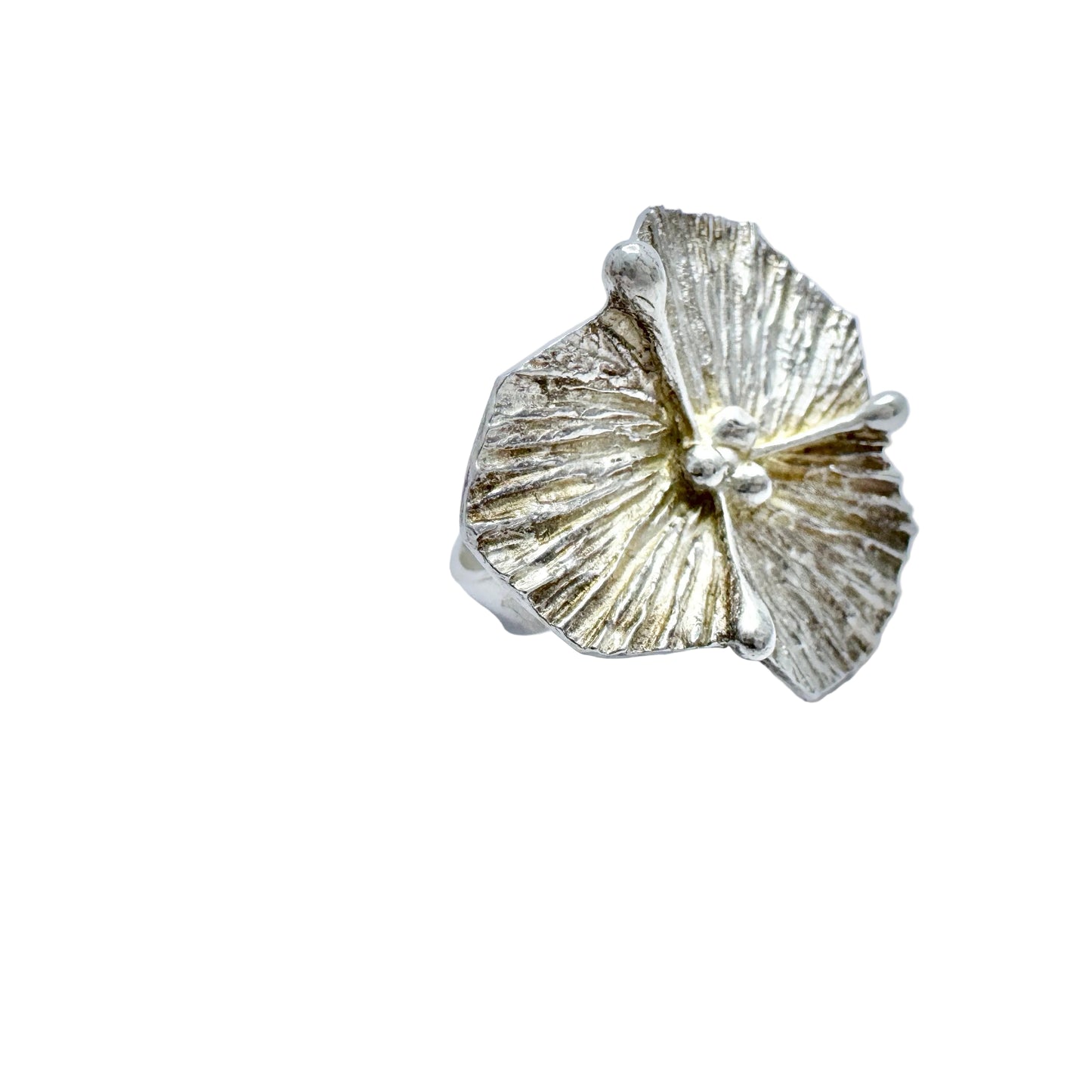 NOR, Finland 1982. Vintage Sterling Silver Flower Ring.