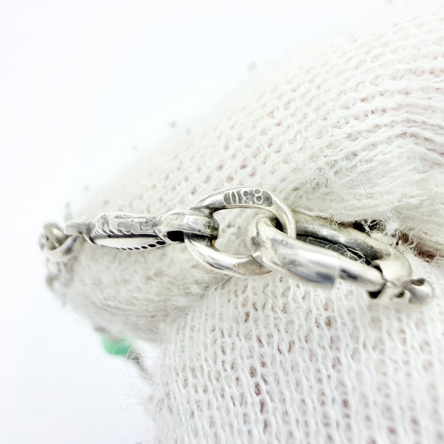 Vintage Art Deco Solid Silver Chrysoprase Necklace.