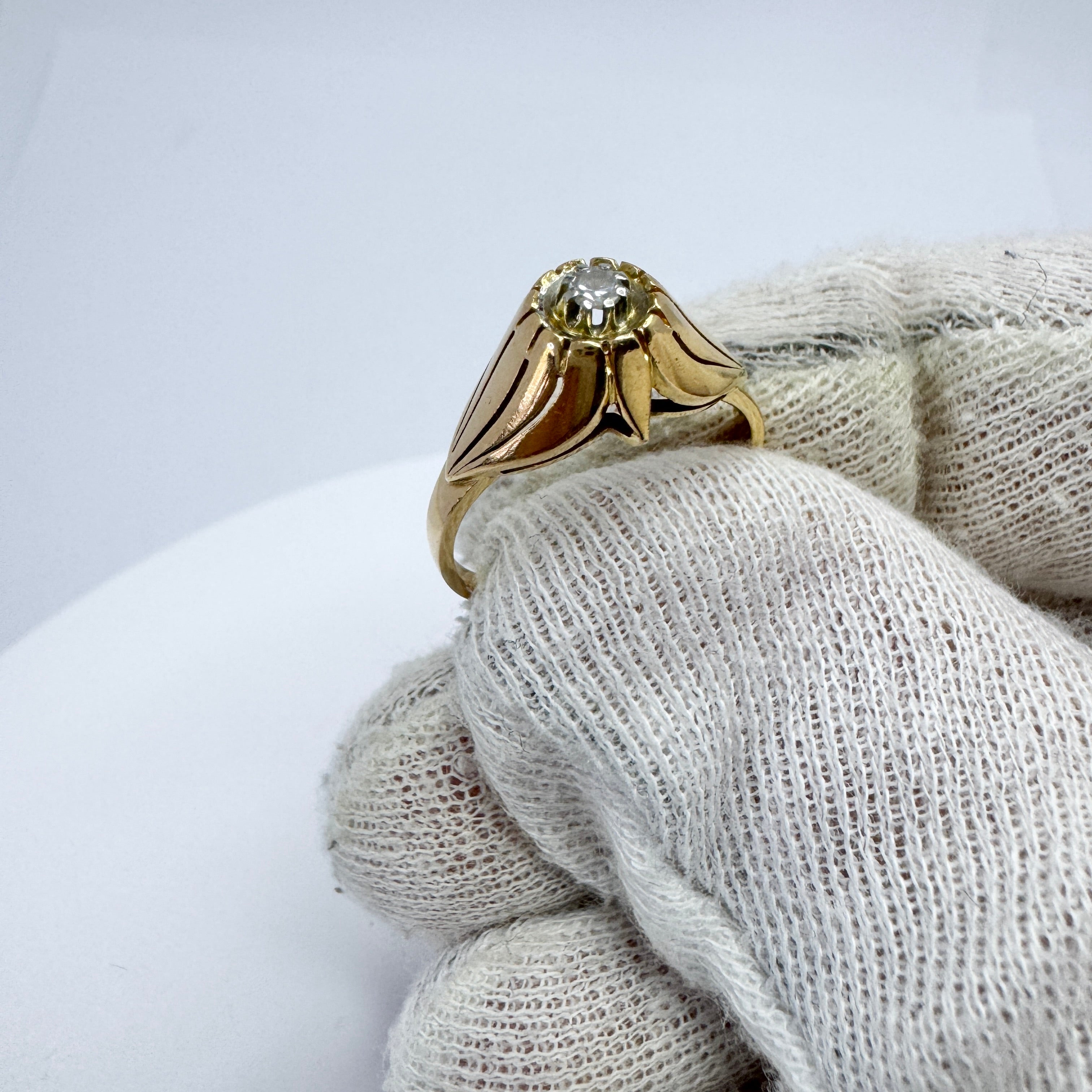 J Petterson, Sweden 1956. Vintage Mid-century 18k Gold Diamond