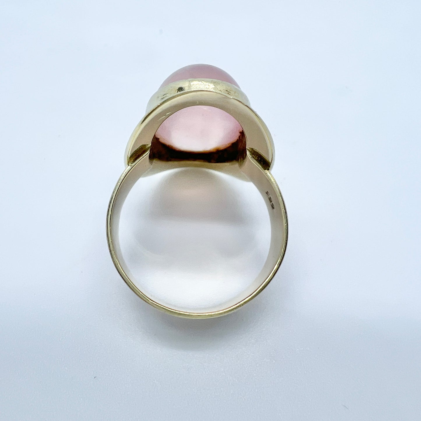 Vintage 1950-60s Bold 8k Gold Rose Quartz Ring.