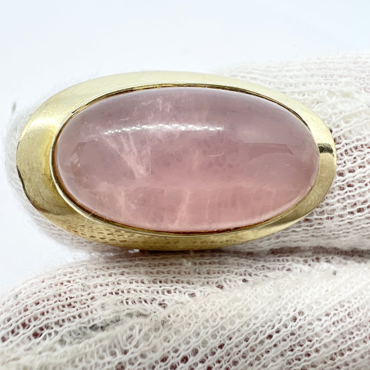 Vintage 1950-60s Bold 8k Gold Rose Quartz Ring.