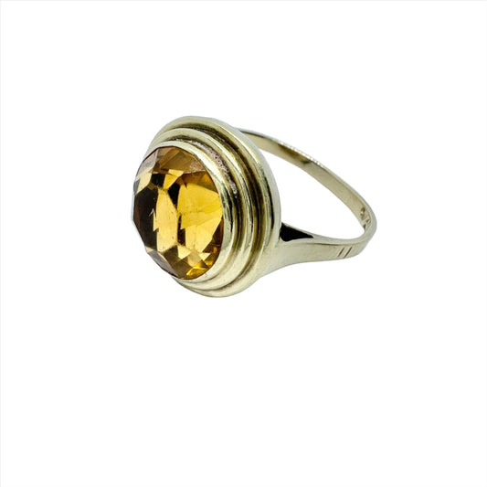 Vintage c 1950s 8k Gold Citrine Ring.