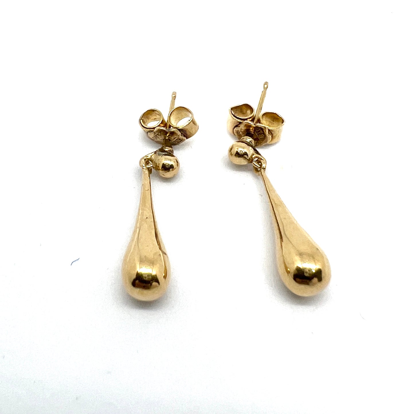 G Dahlgren, Sweden c 1940-50s. Vintage 18k Gold Drop Earrings.