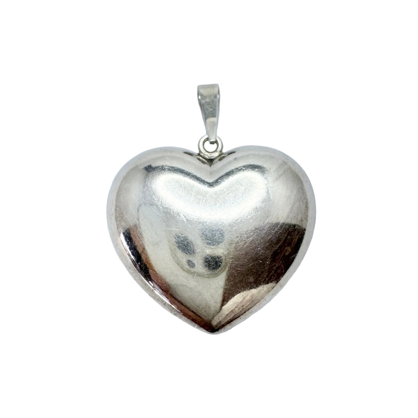 Herman Siersbøl, Denmark c 1960s Sterling Silver Puffy Heart Pendant.