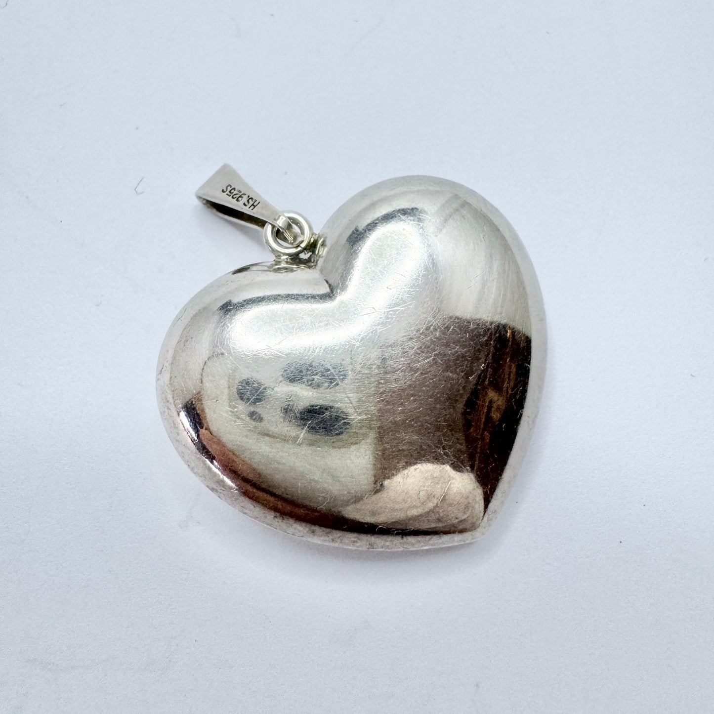 Herman Siersbøl, Denmark c 1960s Sterling Silver Puffy Heart Pendant.