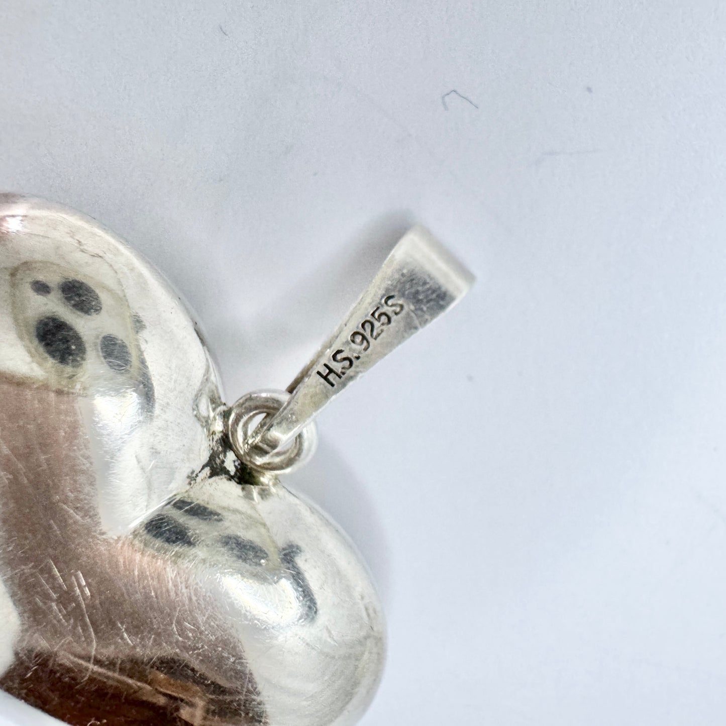 Herman Siersbøl, Denmark c 1960s Sterling Silver Puffy Heart Pendant.