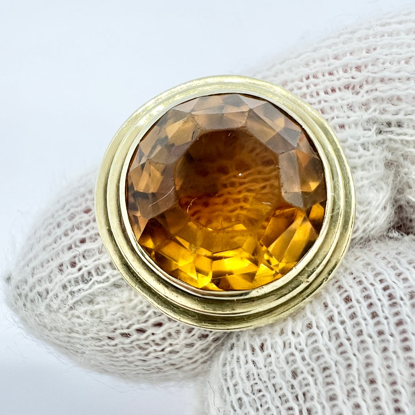 Vintage c 1950s 8k Gold Citrine Ring.