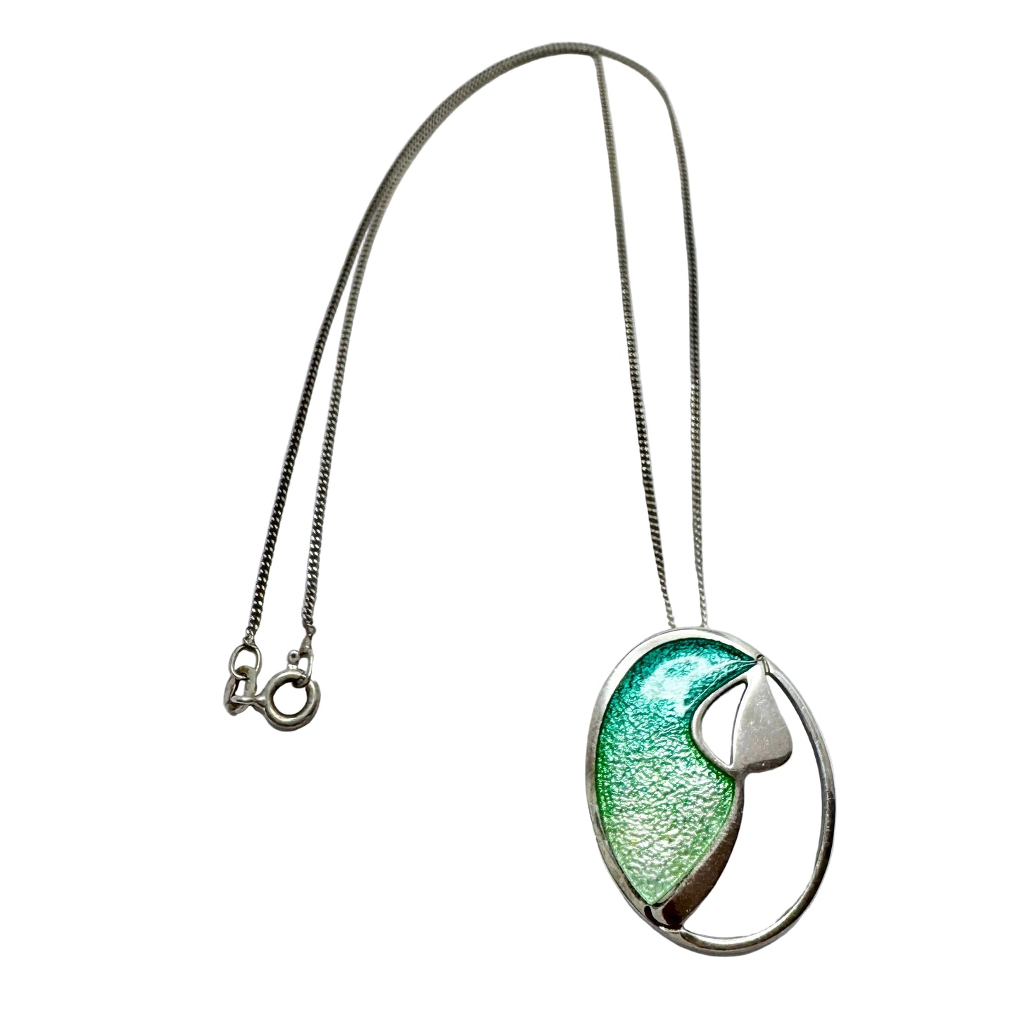 Sterling Silver Enamel Pendant Necklace. Possibly Ortak, Scotland