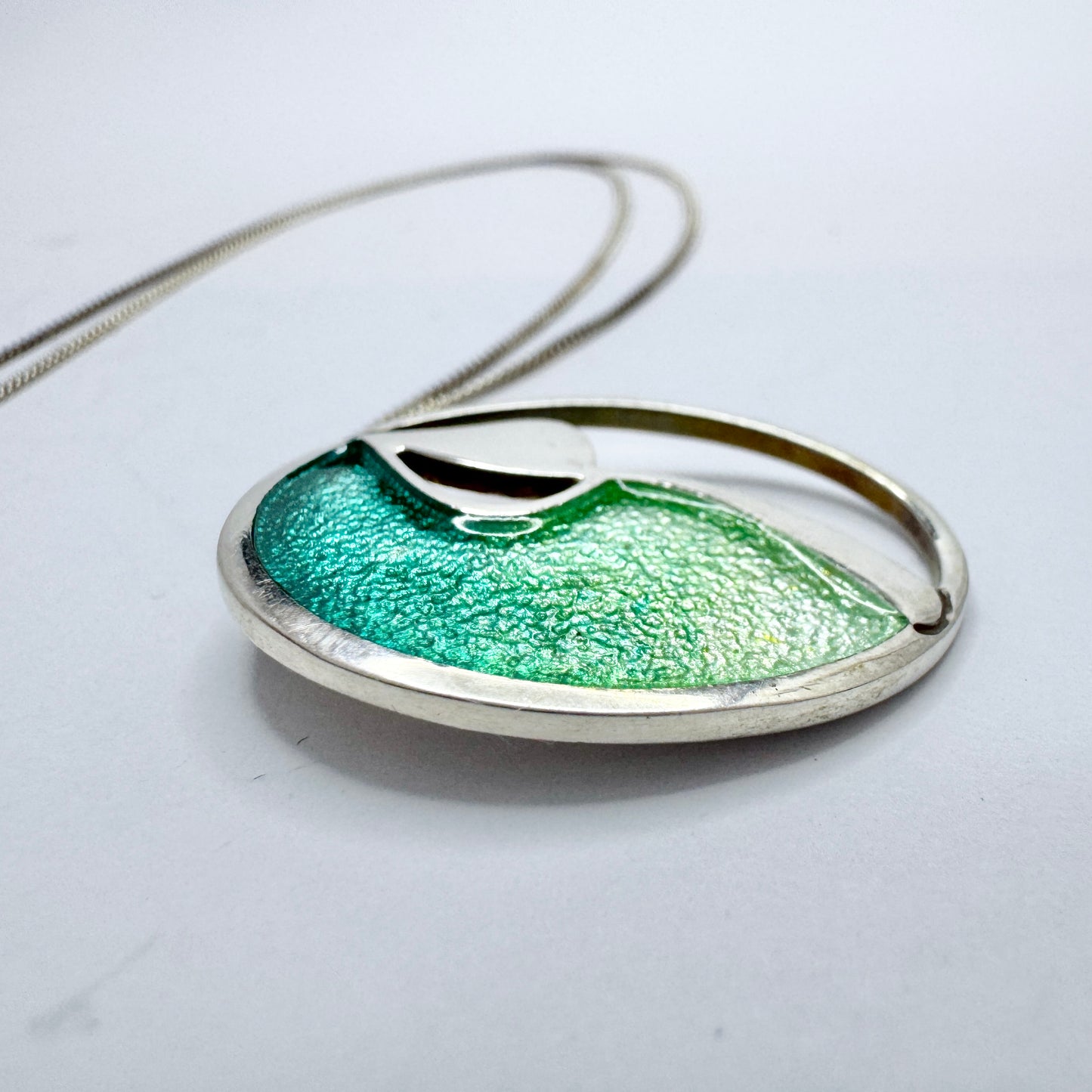 Sterling Silver Enamel Pendant Necklace. Possibly Ortak, Scotland