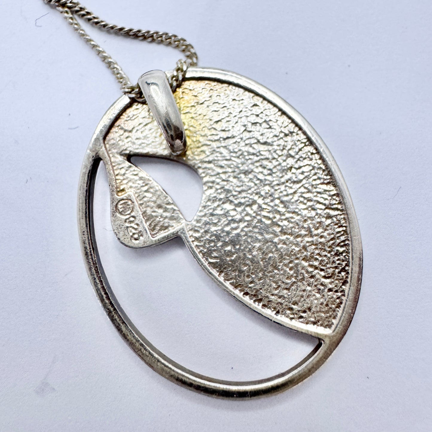 Sterling Silver Enamel Pendant Necklace. Possibly Ortak, Scotland