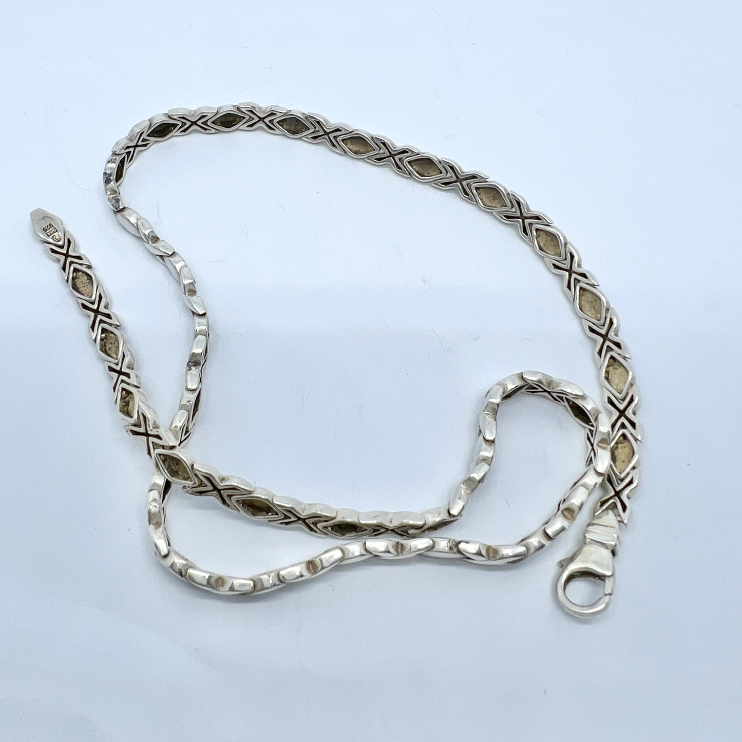 GHA, Sweden. Sterling Silver XOXO Hugs and Kisses Necklace.