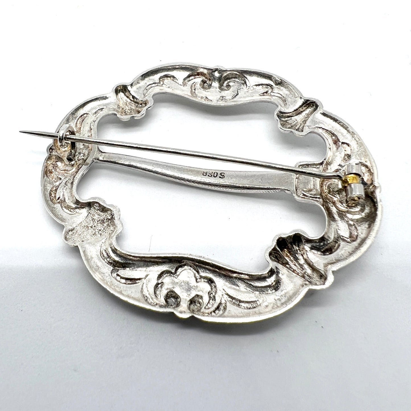 Denmark / Norway c year 1900. Antique Solid Silver Brooch.