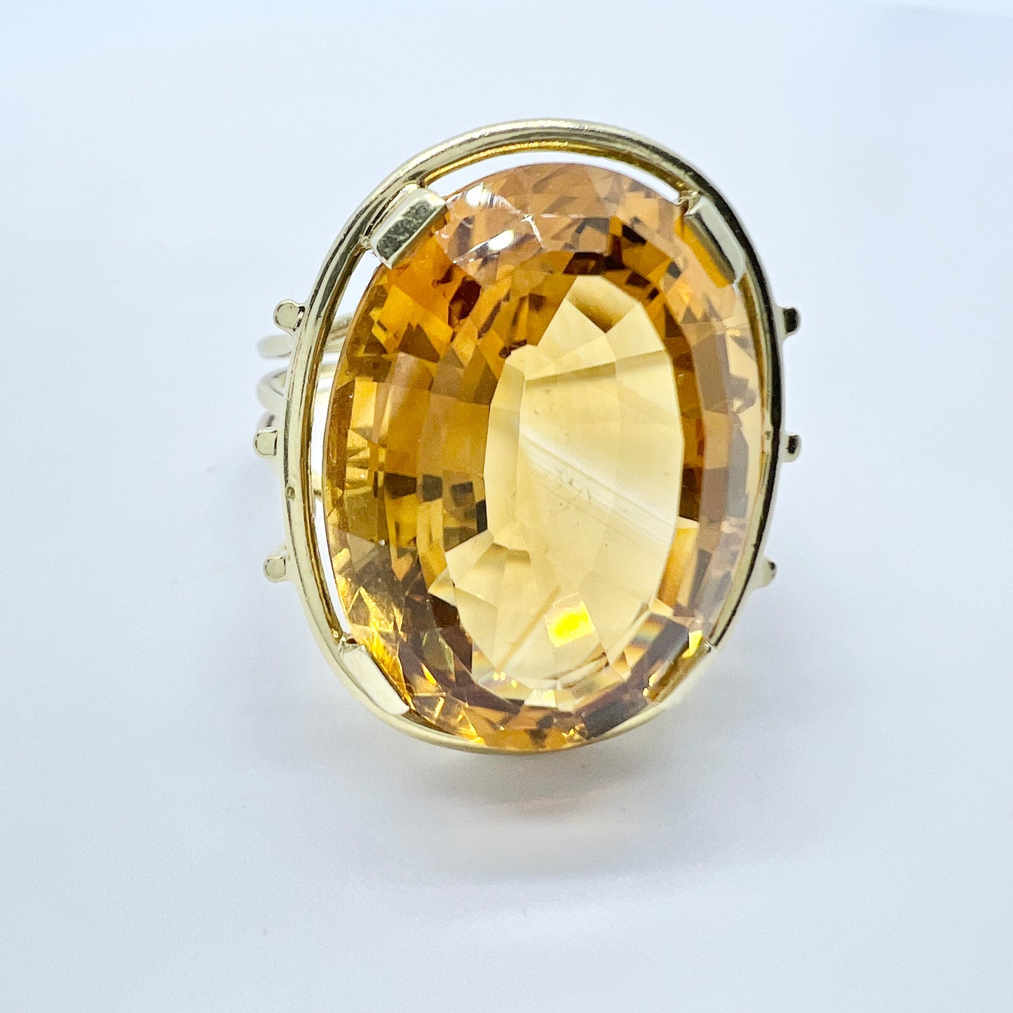 Vintage 1960-70s. Bold 14k Gold Citrine Cocktail Ring.