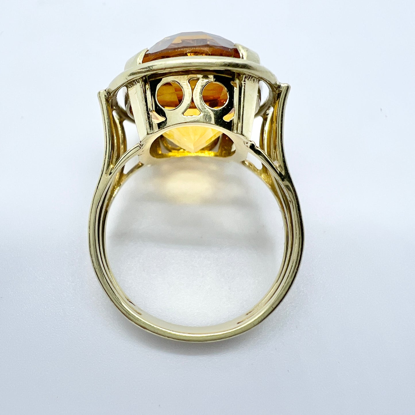 Vintage 1960-70s. Bold 14k Gold Citrine Cocktail Ring.