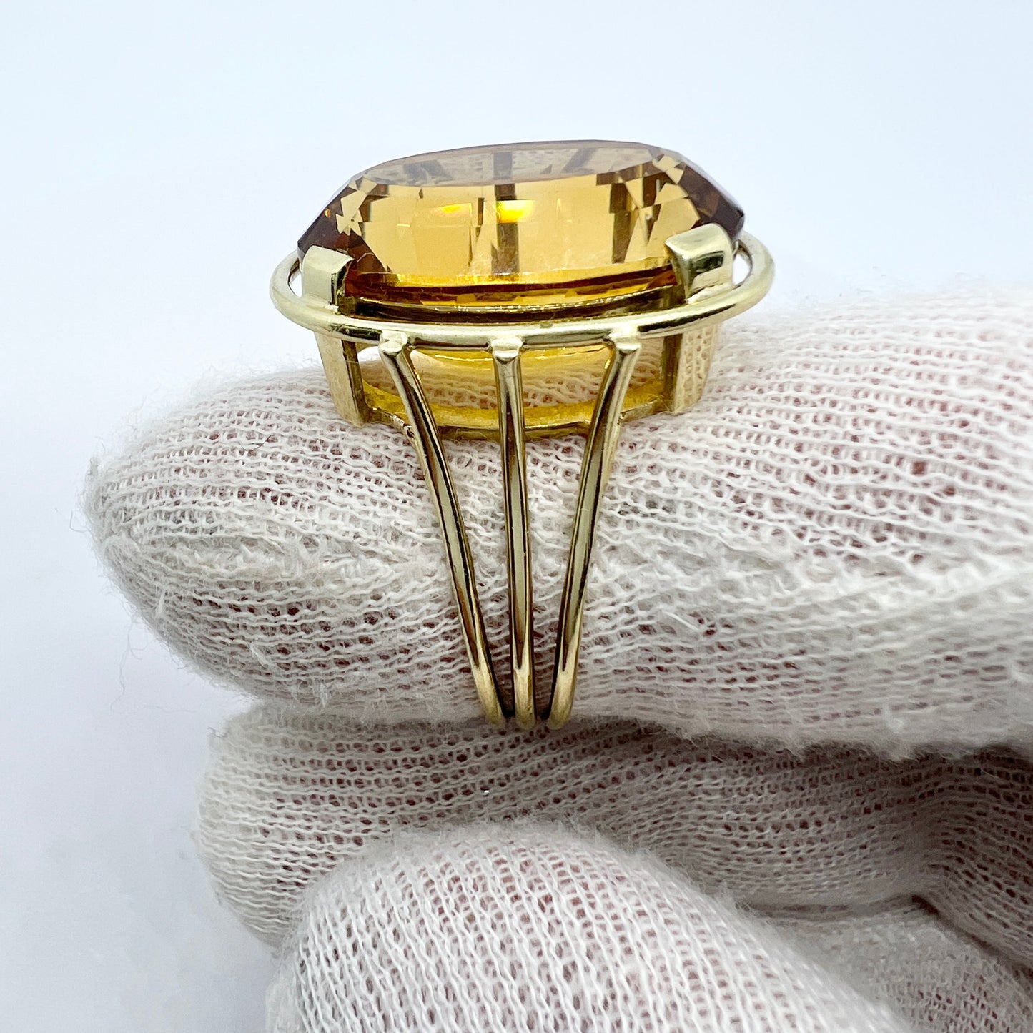 Vintage 1960-70s. Bold 14k Gold Citrine Cocktail Ring.