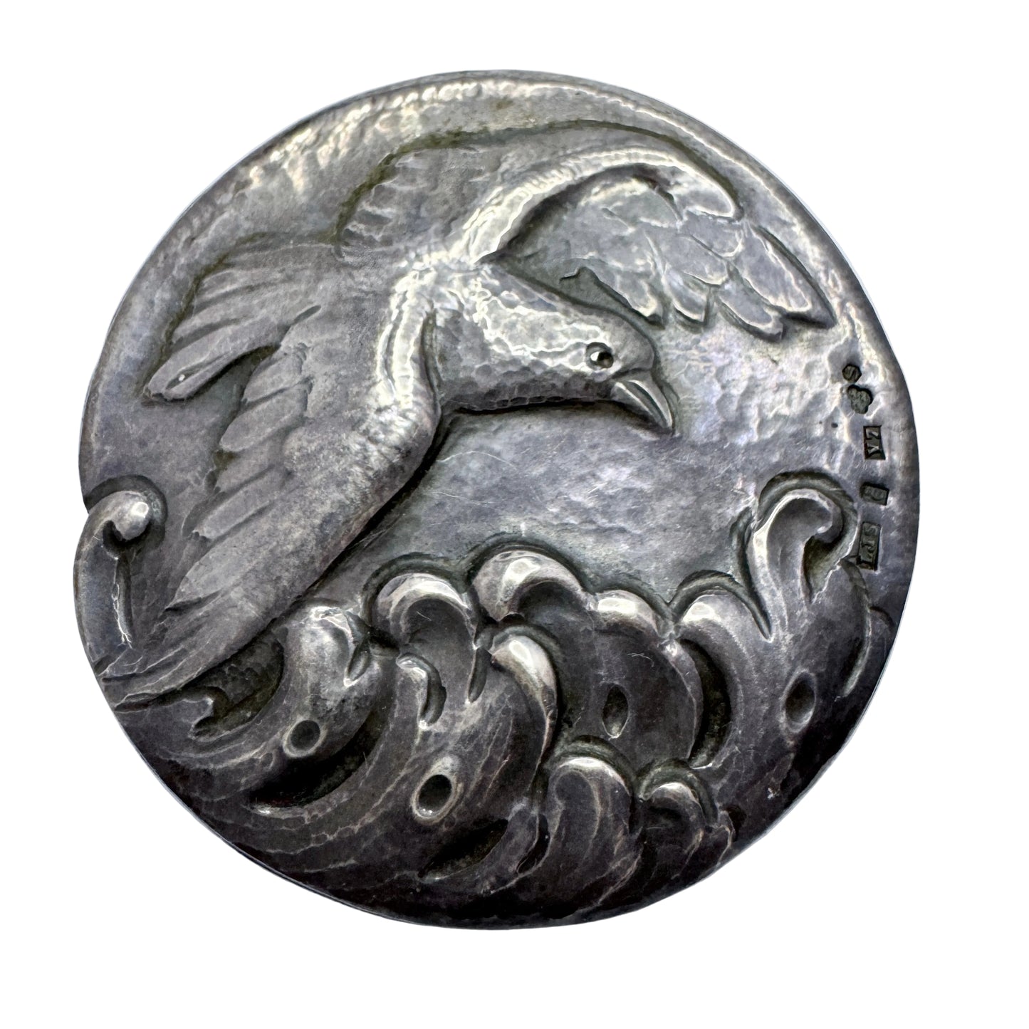 LJ Sjödahl, Sweden 1923. Large Antique Art Nouveau Solid Silver Brooch