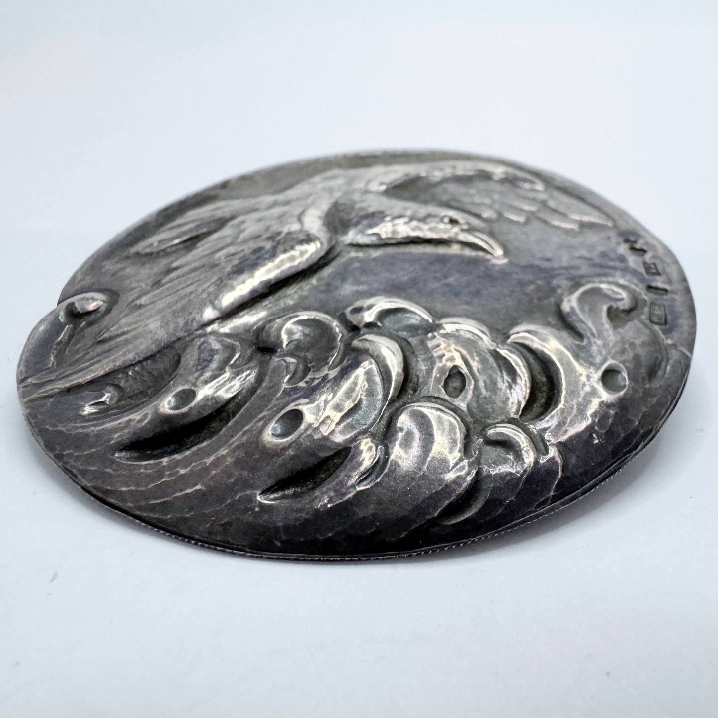 LJ Sjödahl, Sweden 1923. Large Antique Art Nouveau Solid Silver Brooch