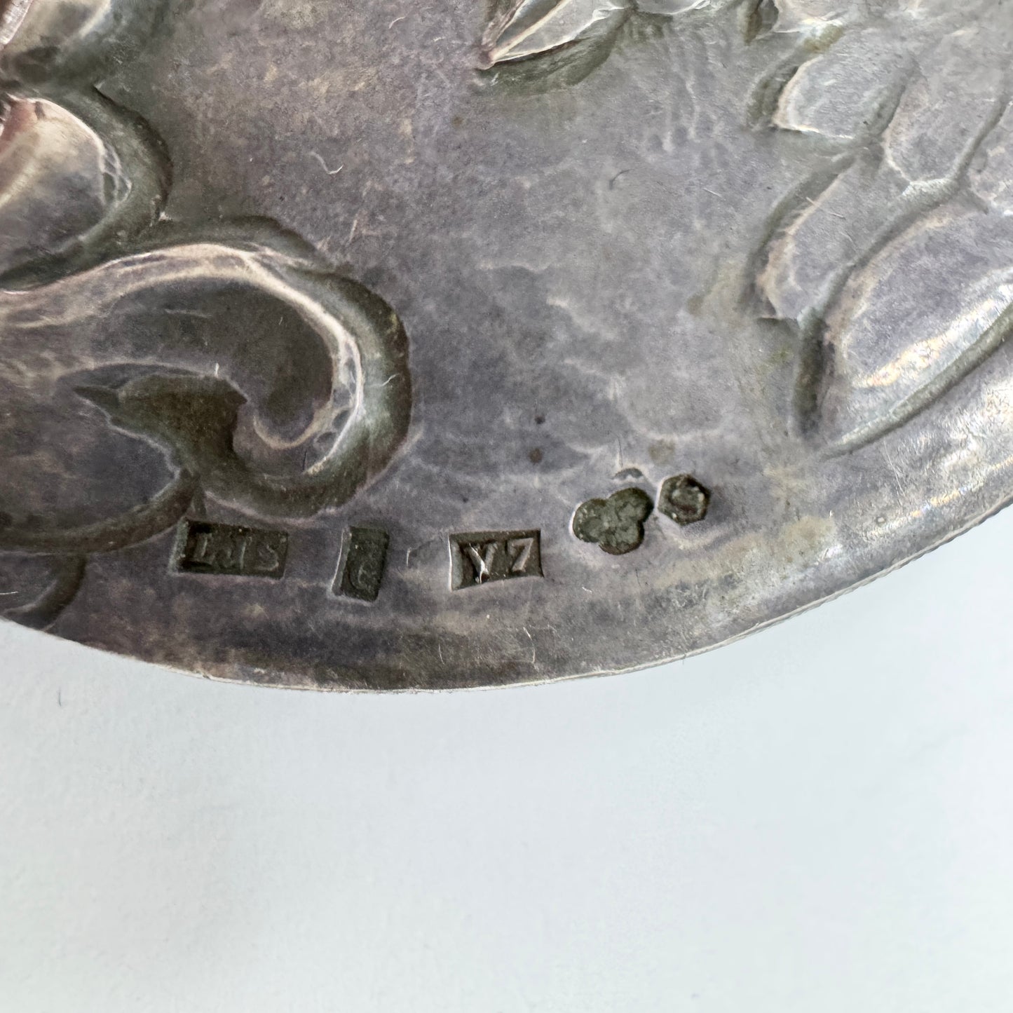 LJ Sjödahl, Sweden 1923. Large Antique Art Nouveau Solid Silver Brooch