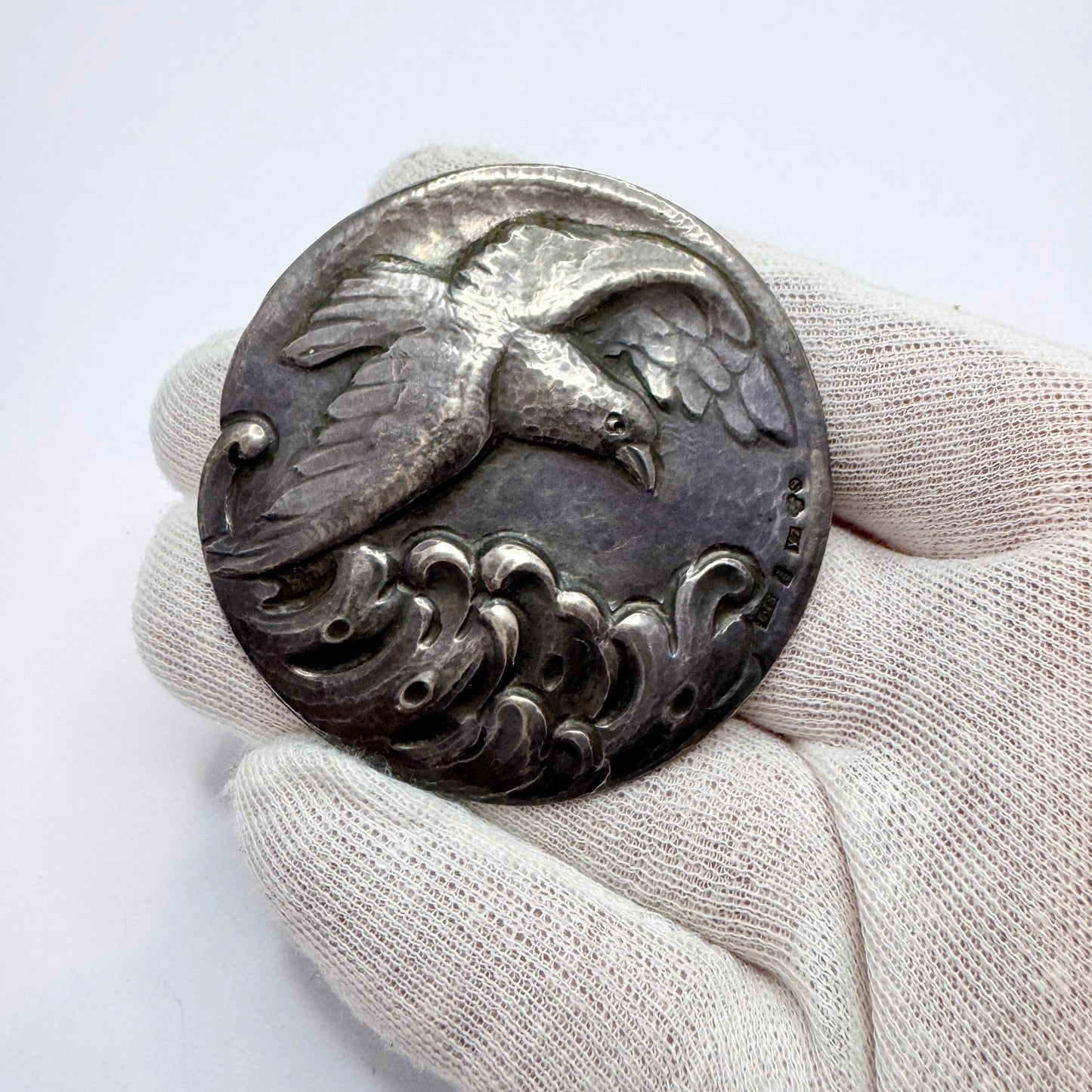 LJ Sjödahl, Sweden 1923. Large Antique Art Nouveau Solid Silver Brooch