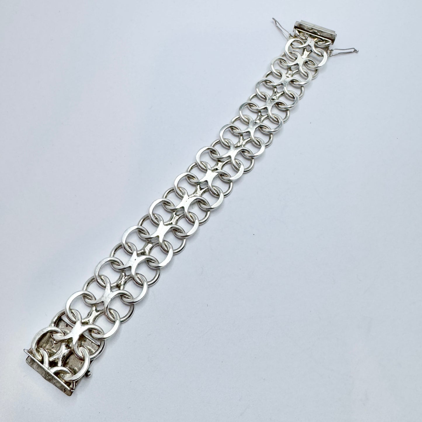 NE Södermark, Sweden 1972. Chunky Vintage Sterling Silver Bracelet.
