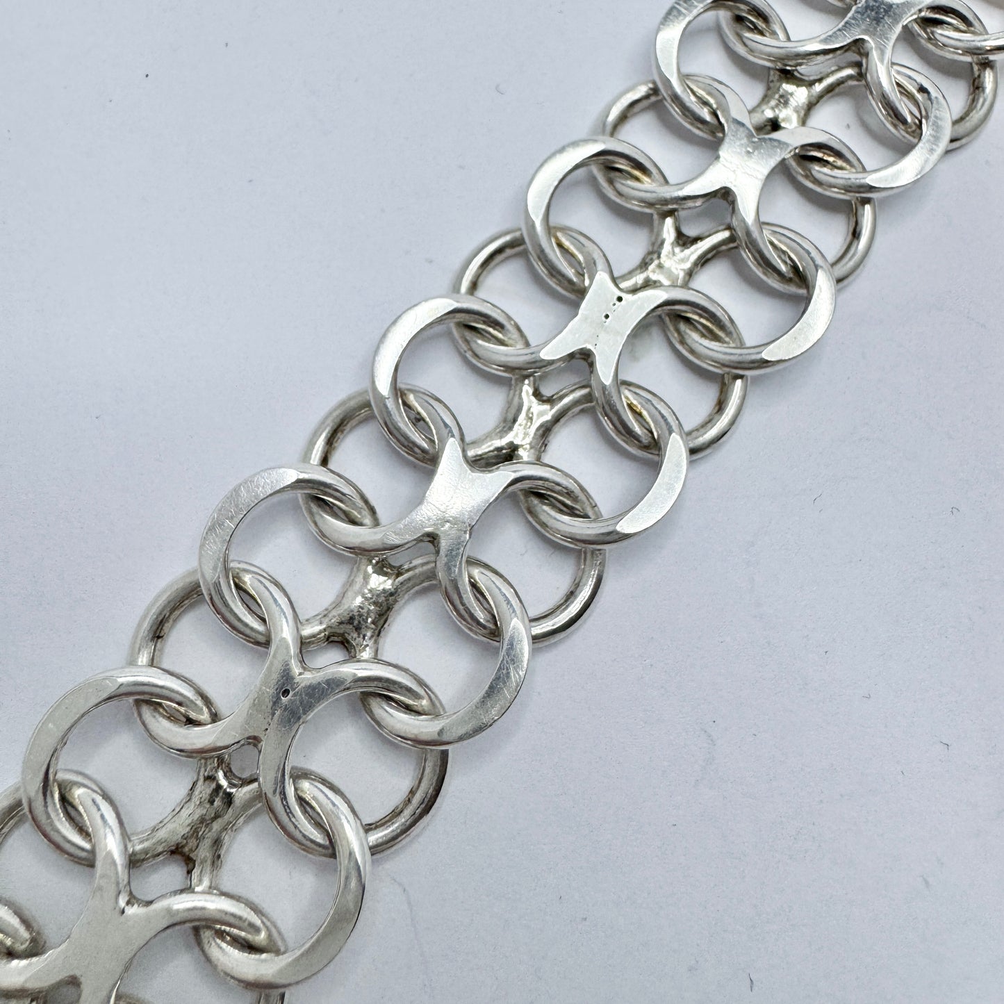 NE Södermark, Sweden 1972. Chunky Vintage Sterling Silver Bracelet.