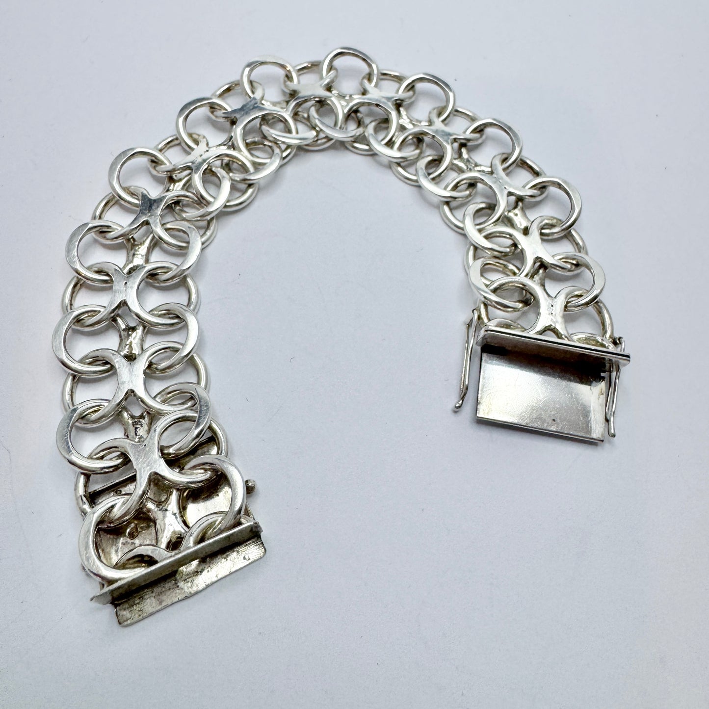 NE Södermark, Sweden 1972. Chunky Vintage Sterling Silver Bracelet.