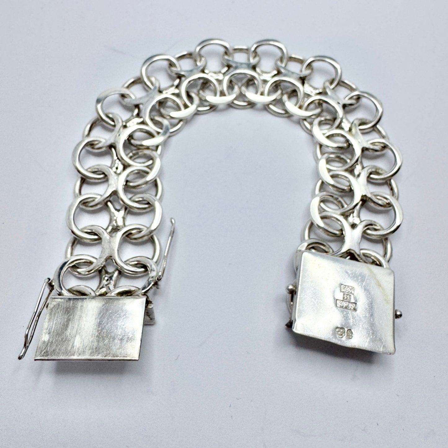 NE Södermark, Sweden 1972. Chunky Vintage Sterling Silver Bracelet.