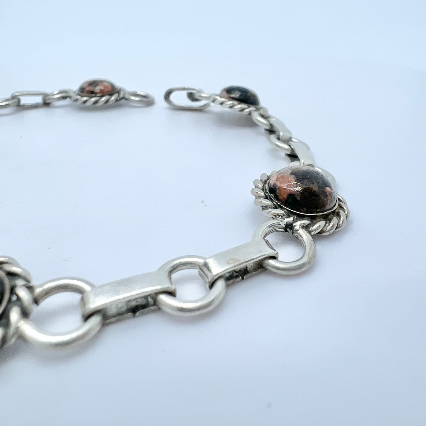 Finland 1984. Vintage Sterling Silver Local Hardstone Bracelet.