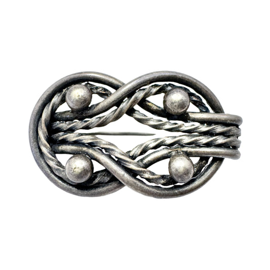 Kalevala Koru, Finland 1983. Vintage Sterling Silver Love Knot Brooch.