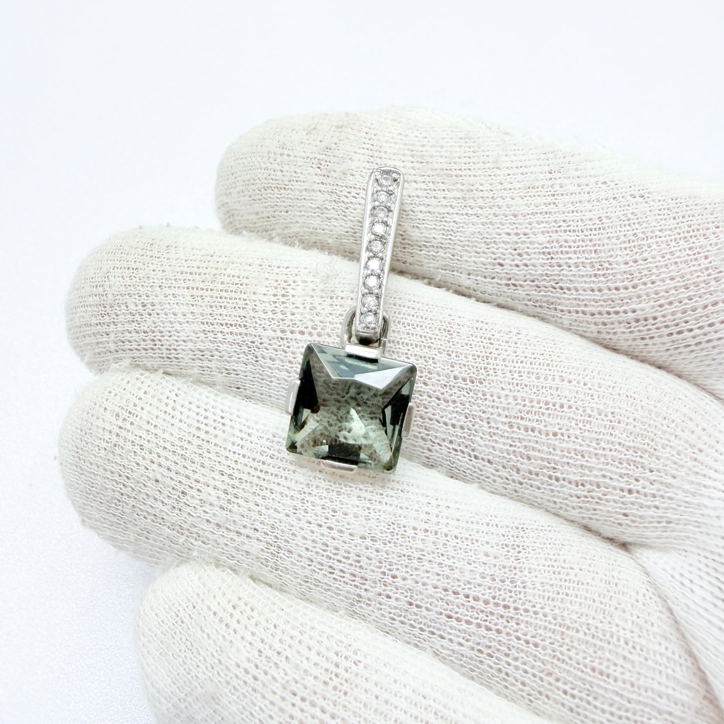 Jens J.Aagaard, Denmark. Sterling Silver Moldavite CZ Pendant.