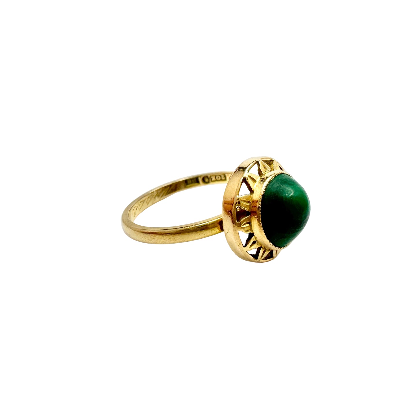 GVH, Sweden year 1941. Rare War-time 20k Gold Malachite Ring