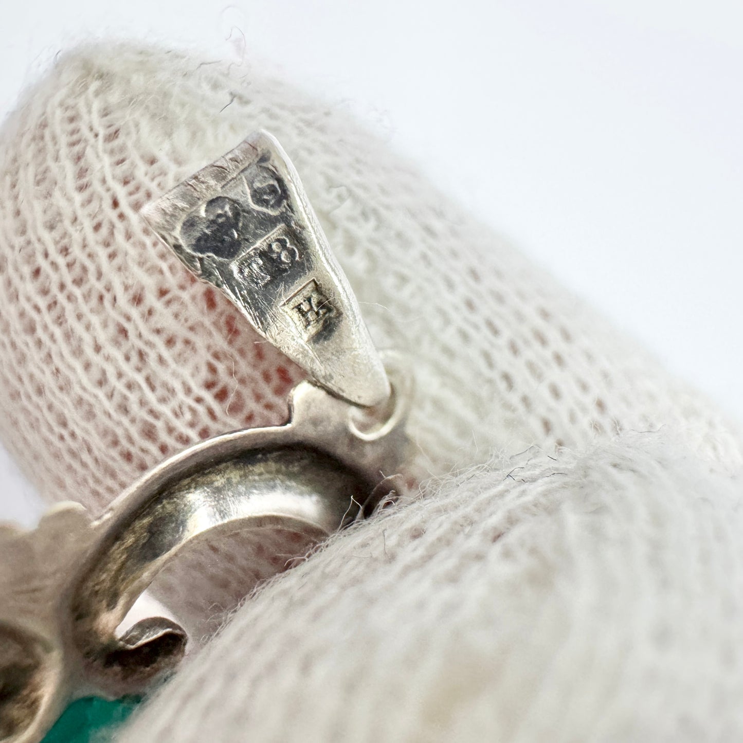 Wahlbergs, Sweden 1945. Vintage Solid Silver Paste Stone Pendant.