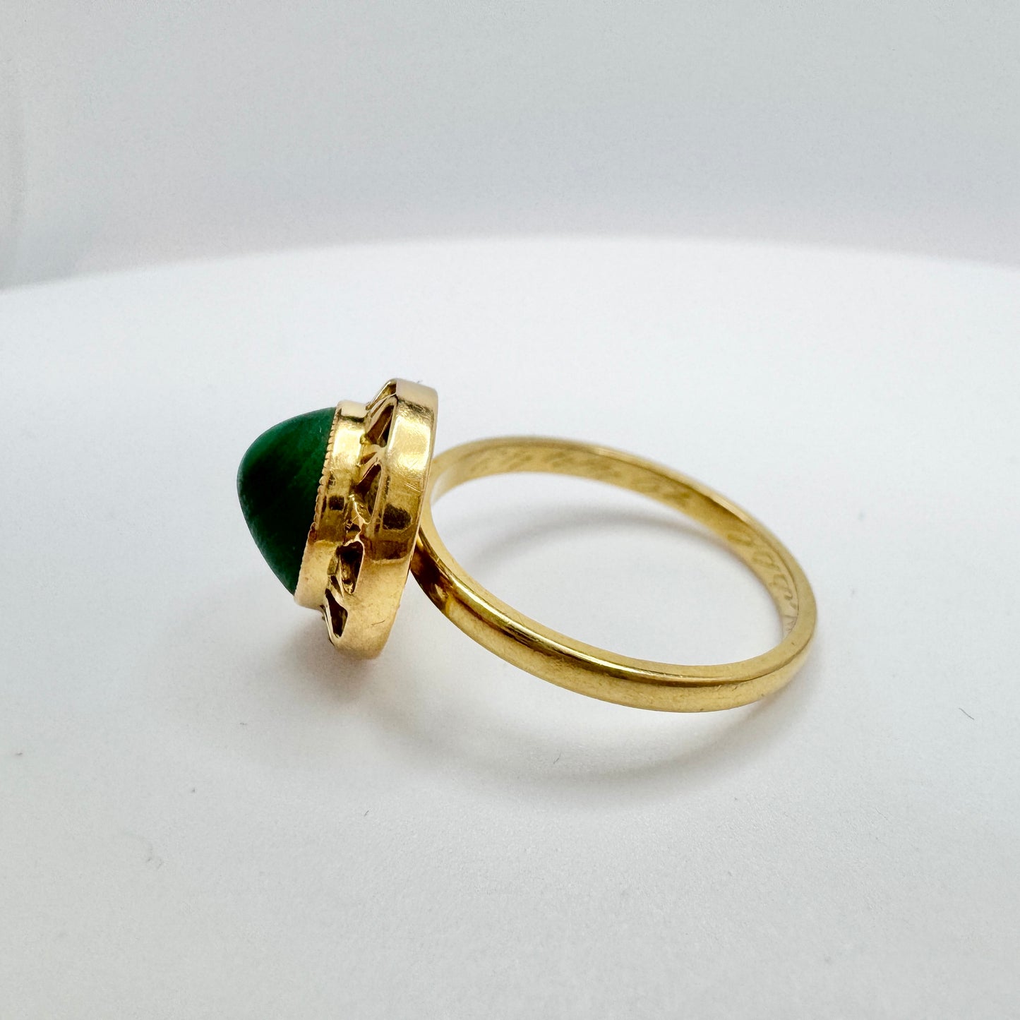 GVH, Sweden year 1941. Rare War-time 20k Gold Malachite Ring