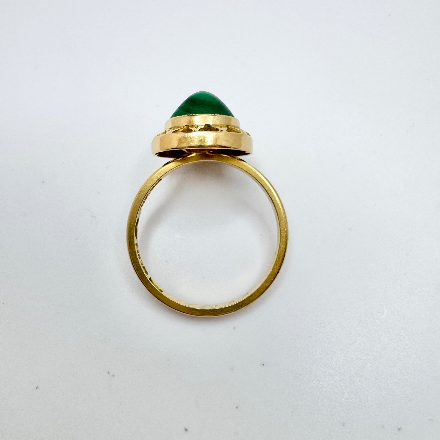 GVH, Sweden year 1941. Rare War-time 20k Gold Malachite Ring