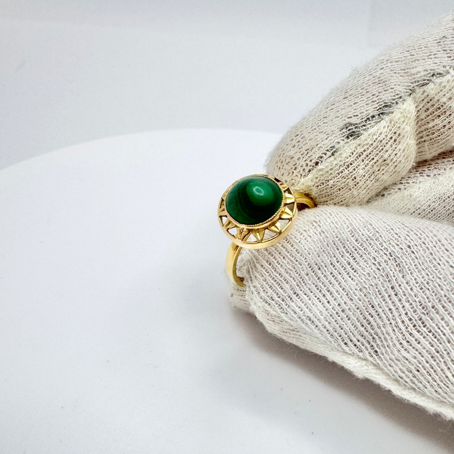 GVH, Sweden year 1941. Rare War-time 20k Gold Malachite Ring
