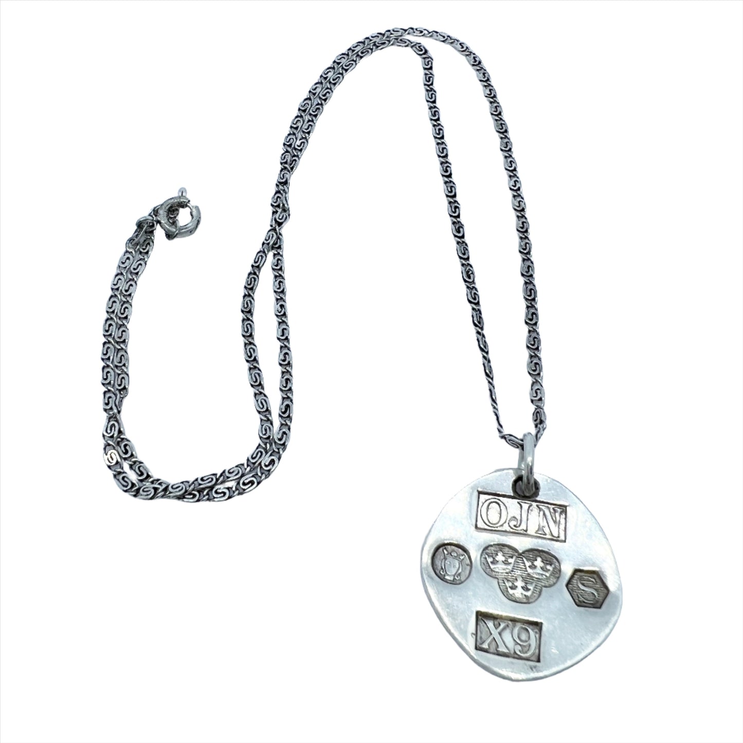 Owe Johansson, Sweden 1972. Vintage Sterling Silver Pendant + Chain.