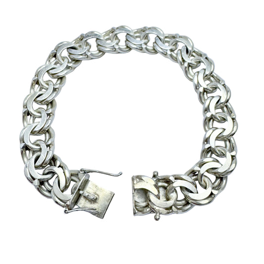 Friedrich Binder, Germany. Vintage c 1960-70s Solid Silver Bismarck Bracelet