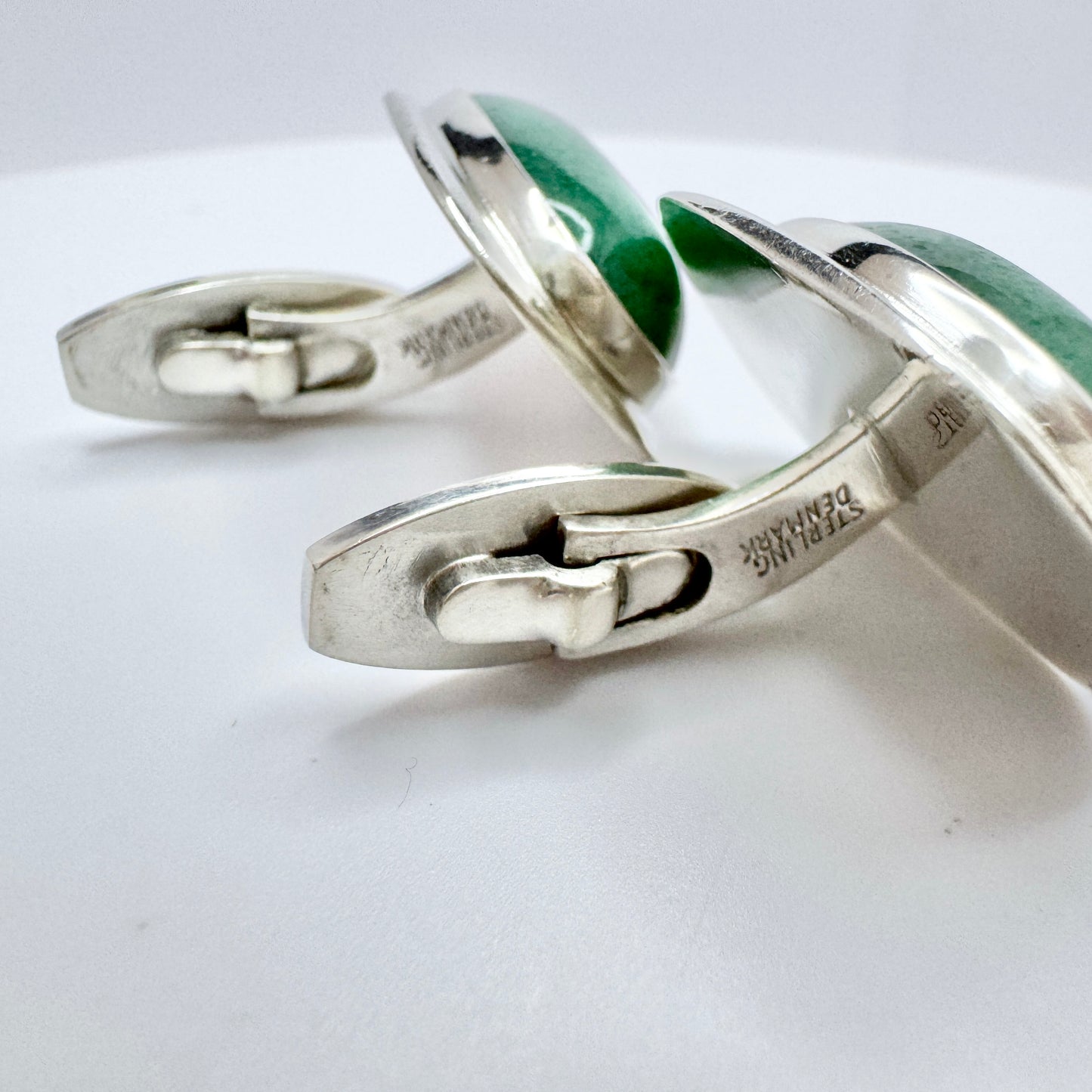 Bent Knudsen, Denmark 1960s. Large Vintage Sterling Silver Aventurine Cufflinks.