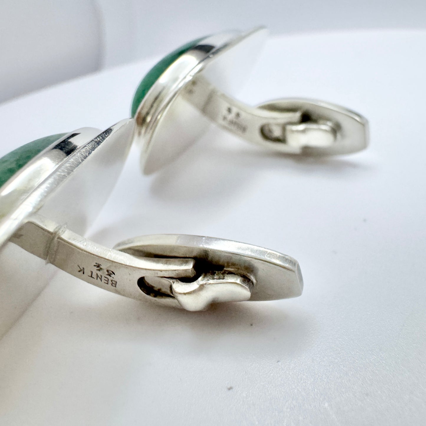 Bent Knudsen, Denmark 1960s. Large Vintage Sterling Silver Aventurine Cufflinks.
