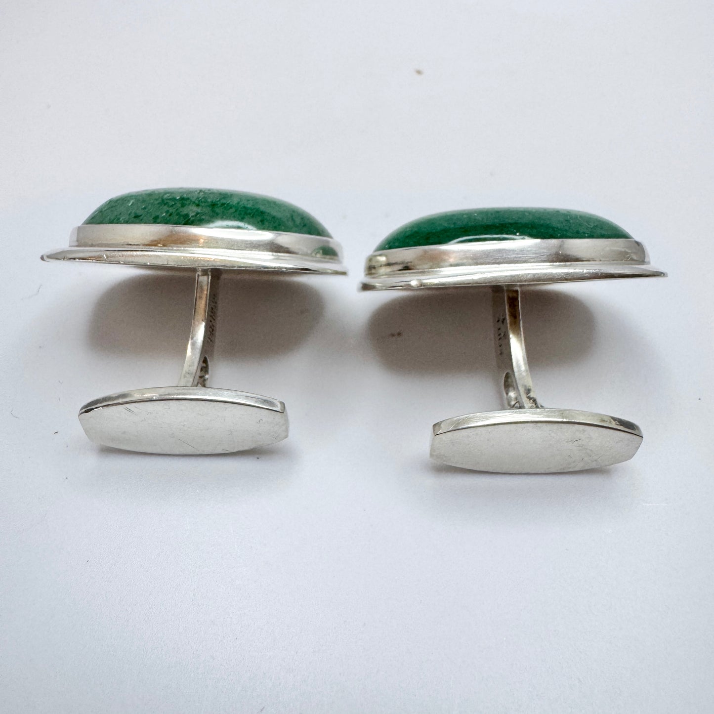 Bent Knudsen, Denmark 1960s. Large Vintage Sterling Silver Aventurine Cufflinks.