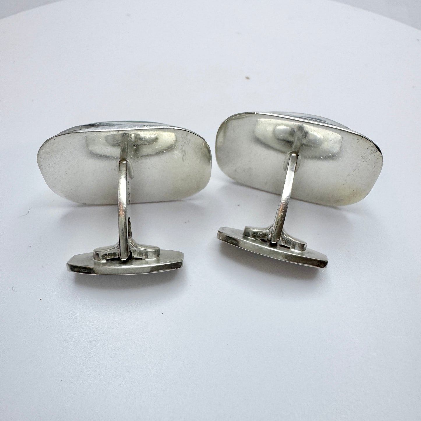 Bent Knudsen, Denmark 1960s. Large Vintage Sterling Silver Aventurine Cufflinks.