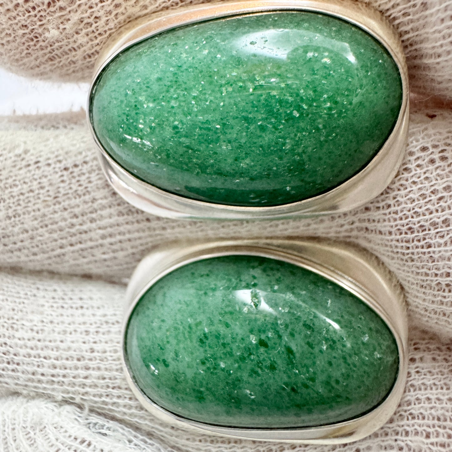 Bent Knudsen, Denmark 1960s. Large Vintage Sterling Silver Aventurine Cufflinks.