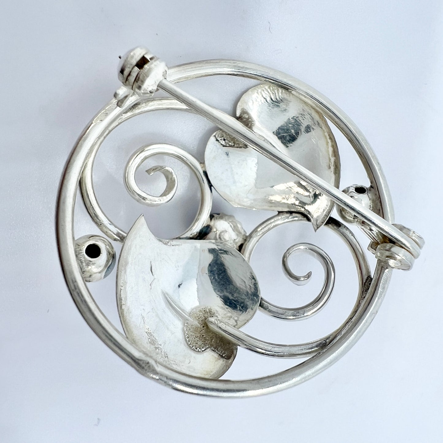 Sweden c 1950s. Solid Silver Bergslagen-stone Brooch.